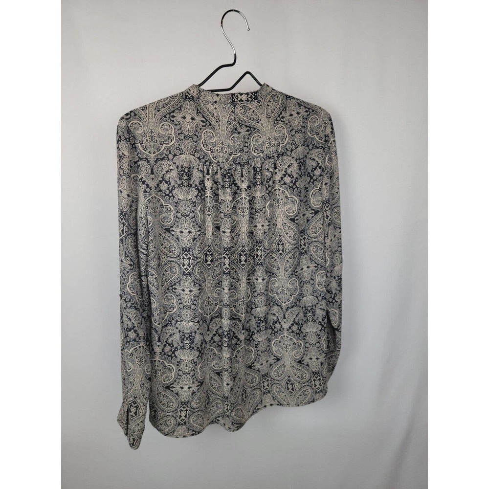 Mango Basic Black And Beige Paisley Button Up Blo… - image 6